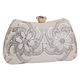 Elegant Beaded Pearl Evening Clutch Bag With Rhinestones