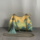 classic nature green bag vintage bags women tote women's handbags fringe bag original handmade mother gift lady bags chain strap