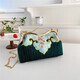 Embroidered Evening Bag With Metal Handle Chain Shoulder Clutch