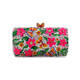 Purple Floral Crystal Evening Clutch Bag With Butterfly Design