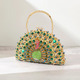 gorgeous peacock crystal evening bags women sparkling classy half round diamond purses and handbags wedding party