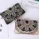 Hand-Beaded Dinner Bag With Metal Chain Shoulder Strap