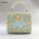heary hollow metal gold flower crystal evening clutch bag women purses and handbags luxury designer wedding party travel nice wa