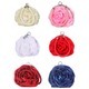 Women’S Rose Flower Handbag Satin Top Handle Bridal Evening Clutch Purse