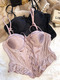 Satin Lace Corset Top With Fishbone Underwire Bra