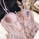 Satin Lace Corset Top With Fishbone Underwire Bra