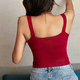 solid slim crop top women summer t-shirt elastic camis women zipper fly camisoles knit backless off shoulder tops