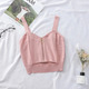 solid slim crop top women summer t-shirt elastic camis women zipper fly camisoles knit backless off shoulder tops