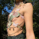 、woman crystal chain butterfly embroidery sleeveless backless adjustable ultra short top music prom crop top