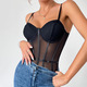 Einfarbiger Durchsichtiger Netz-Body Halter-Shapewear-Top