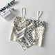 summer new hong kong style off shoulder crop top irregular hem printed square scarf tube top vintage chic backless rib tank top