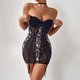 new women lace party club leopard tube short dresses backless cross belt clothes for girl