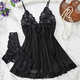 Red Lace Transparent Bra And Panty Set Babydoll Dress