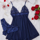 Red Lace Transparent Bra And Panty Set Babydoll Dress