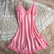 Bowknot Transparent Lace Tulle Hollow Suspender Nightdress
