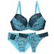 Push-Up-BH-Sets für Damen, 3-teilige Unterwäsche, transparente Dessous, Beige, Schwarz, Blau