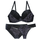 Push-Up-BH-Sets für Damen, 3-teilige Unterwäsche, transparente Dessous, Beige, Schwarz, Blau