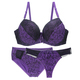 Push-Up-BH-Sets für Damen, 3-teilige Unterwäsche, transparente Dessous, Beige, Schwarz, Blau