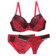 Push-Up-BH-Sets für Damen, 3-teilige Unterwäsche, transparente Dessous, Beige, Schwarz, Blau