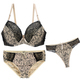 Push-Up-BH-Sets für Damen, 3-teilige Unterwäsche, transparente Dessous, Beige, Schwarz, Blau