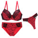 Push-Up-BH-Sets für Damen, 3-teilige Unterwäsche, transparente Dessous, Beige, Schwarz, Blau