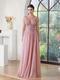 Navy Blue A-Line Evening Dress With Beaded Appliques And Illusion Details