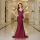 Navy Blue A-Line Evening Dress With Beaded Appliques And Illusion Details