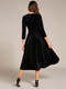 Elegant Tea Length High Stretch Smocking Velvet Wedding Guest Dress