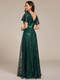 exquisite sequin paillette embroidery evening dresses with ruffles sleeve