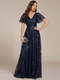 exquisite sequin paillette embroidery evening dresses with ruffles sleeve
