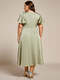 Elegant Ruffled Sleeve Midi Satin Bridesmaid Dress With Asymmetrical Hem