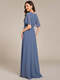 short sleeves pleated applique a-line floor-length formal evening dress