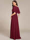 short sleeves pleated applique a-line floor-length formal evening dress