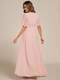 short sleeves pleated applique a-line floor-length formal evening dress