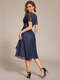 short sleeve ruffled v-neck a-line midi wedding guest dress