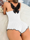 Black Butterfly Lace Stitching Sling Onesie Pajama