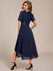 embroidery contrast chiffon wedding guest dresses with asymmetrical hem