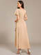 short sleeve ruffled v-neck asymmetrical hem midi bridesmaid dress