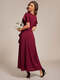 short sleeve ruffled v-neck asymmetrical hem midi bridesmaid dress