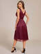 strapless v-neck see-through shimmer dress with asymmetrical hem wedding guest dress