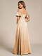 short sleeve off shoulder ruffle a-line floor-length bridesmaid dress