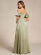 short sleeve off shoulder ruffle a-line floor-length bridesmaid dress