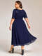 plus size embroidery split nine-length chiffon evening dresses