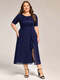 plus size embroidery split nine-length chiffon evening dresses