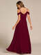 spaghetti straps drop-shoulder sleeve chiffon bridesmaid dress