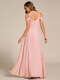 spaghetti straps drop-shoulder sleeve chiffon bridesmaid dress