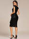 short sleeve v-neck lotus leaf midi dress with paillette | wedding guest dresses