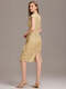 short sleeve v-neck lotus leaf midi dress with paillette | wedding guest dresses