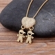 nidin fashion son daughter heart gold color cubic zirconia family girl boy pendant necklace copper chain jewelry for mother gift