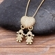 nidin fashion son daughter heart gold color cubic zirconia family girl boy pendant necklace copper chain jewelry for mother gift